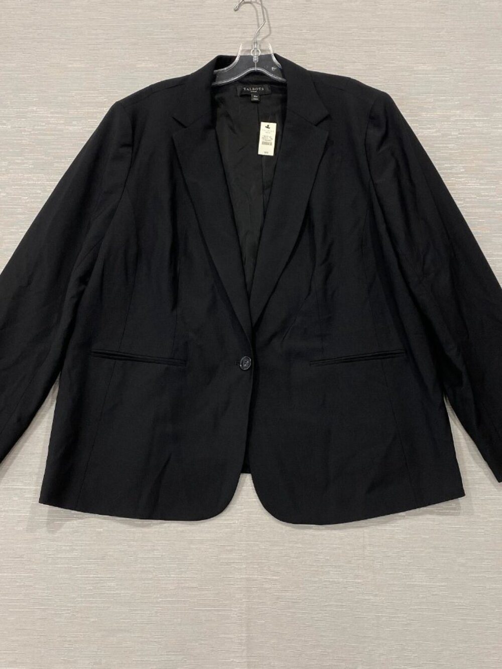 Talbots Blazer Womens Plus 14W Black Wool Blend Business Professional Career 14